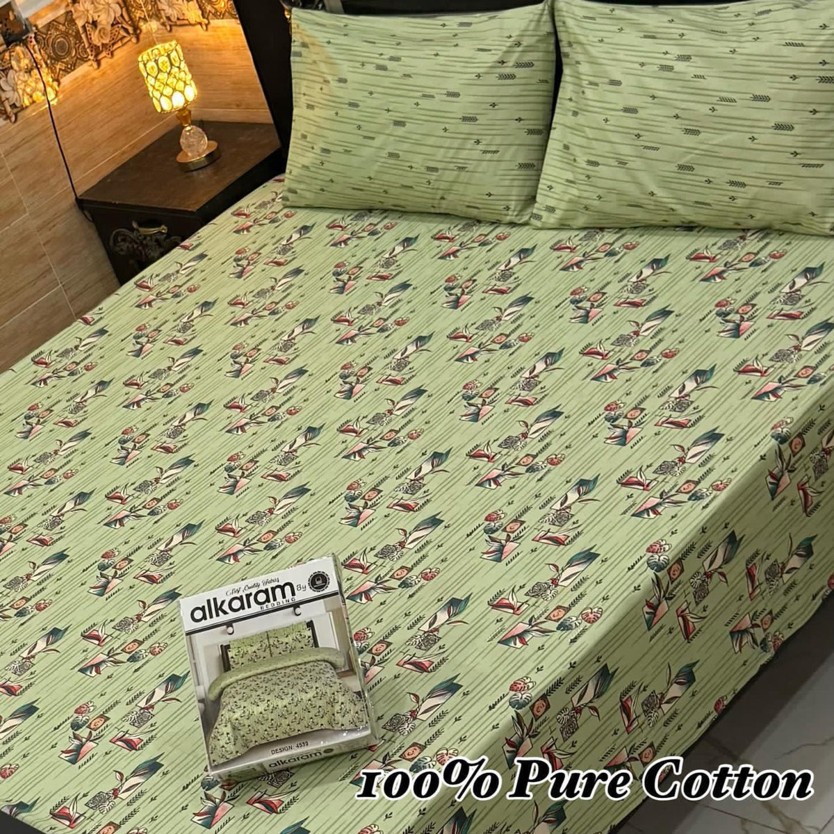 100% Pure Cotton Bedsheet 3 Piece Set AL # 133