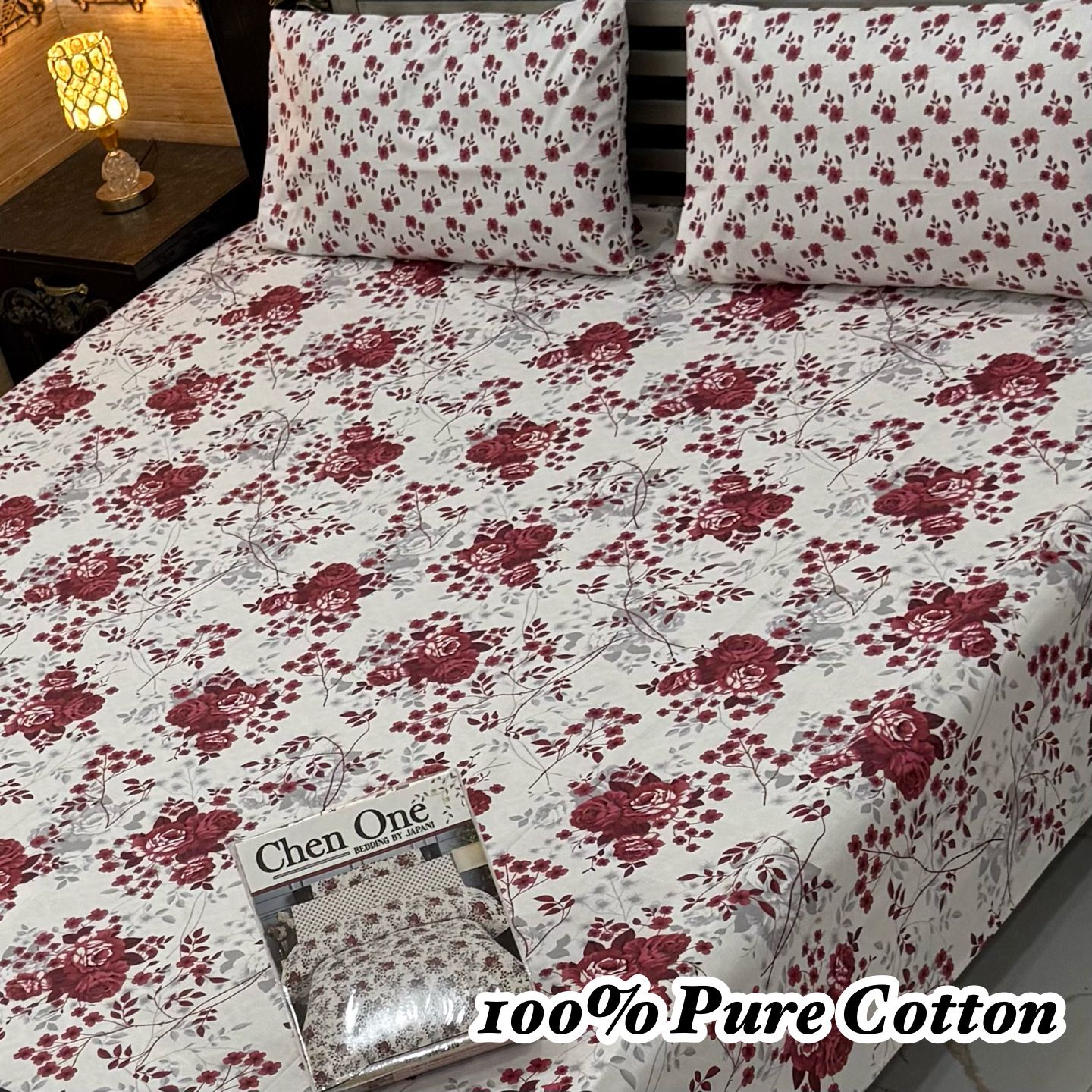 100% Pure Cotton Bedsheet 3 Piece Set AL # 136