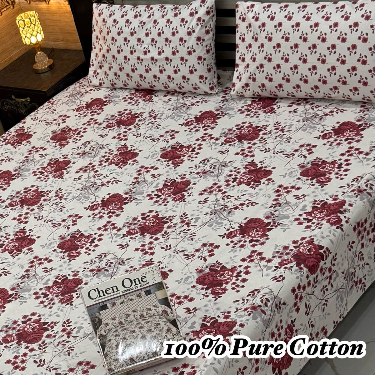 100% Pure Cotton Bedsheet 3 Piece Set AL # 136