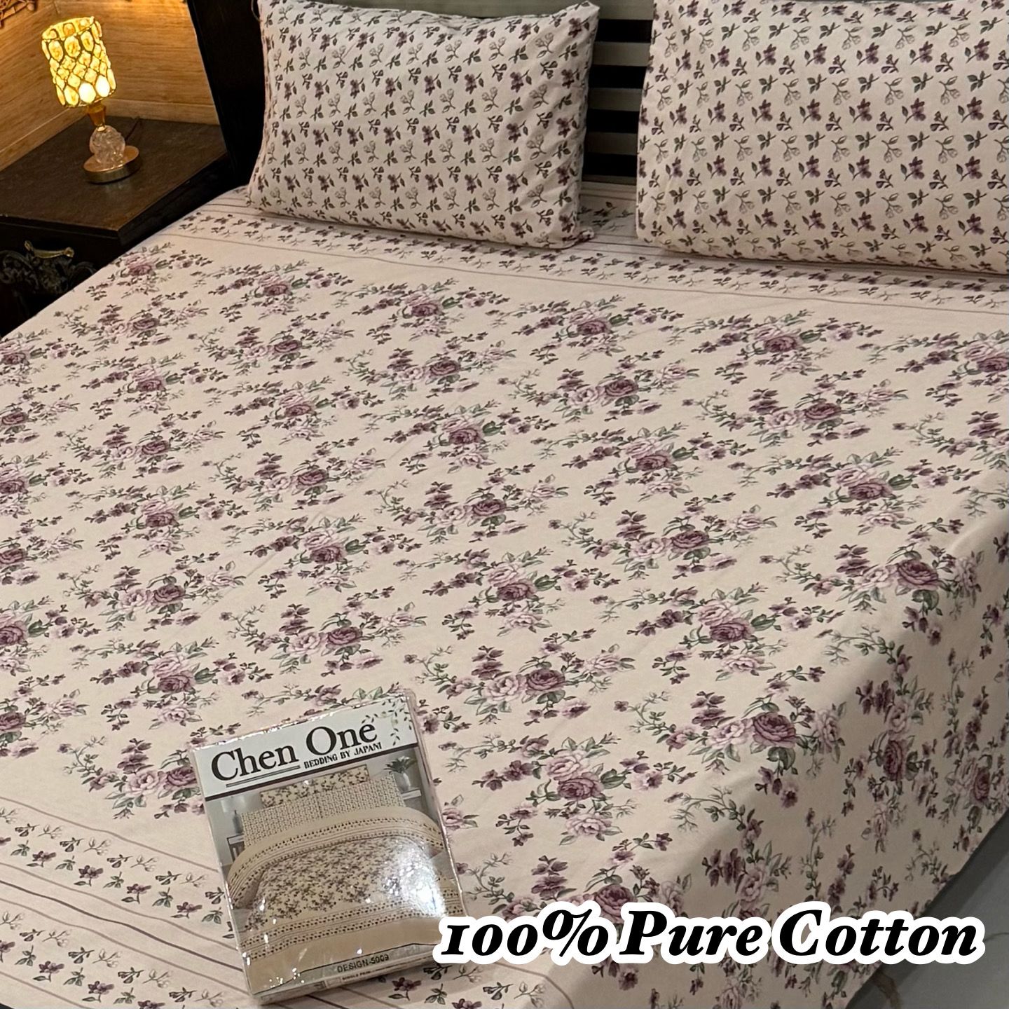 100% Pure Cotton Bedsheet 3 Piece Set AL # 138