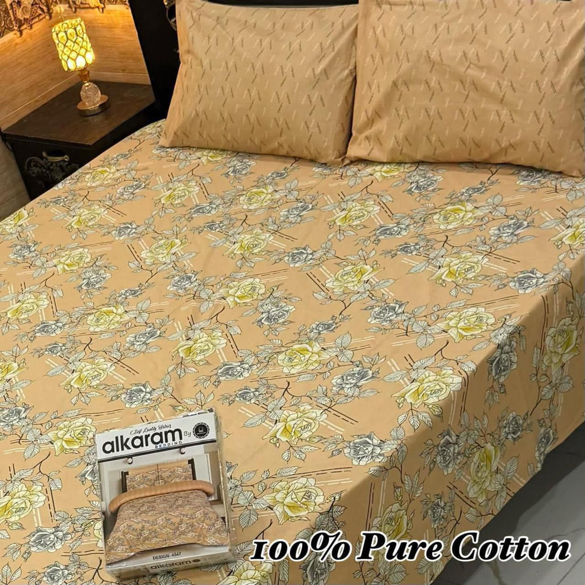 100% Pure Cotton Bedsheet 3 Piece Set AL # 103