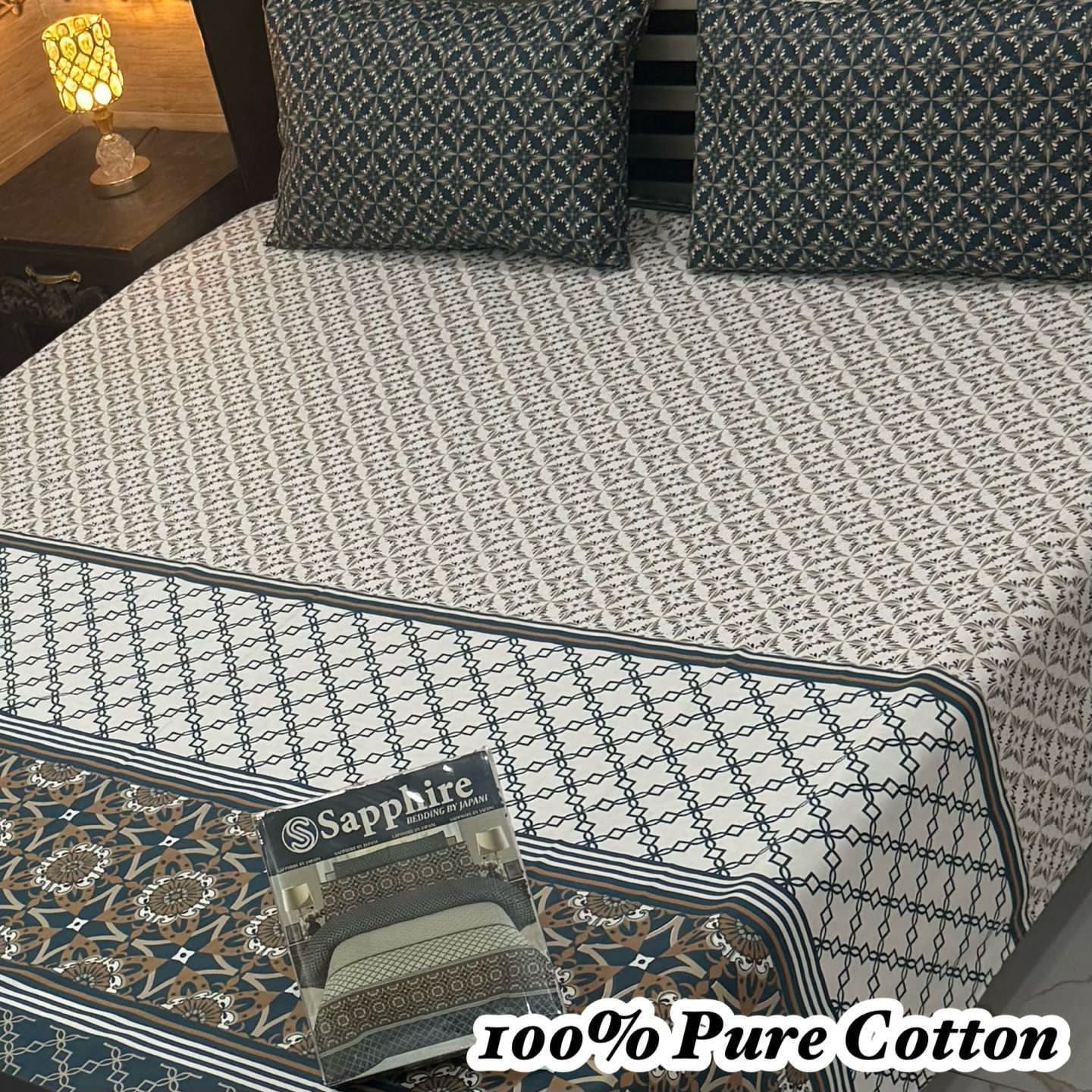 100% Pure Cotton Bedsheet 3 Piece Set AL # 144
