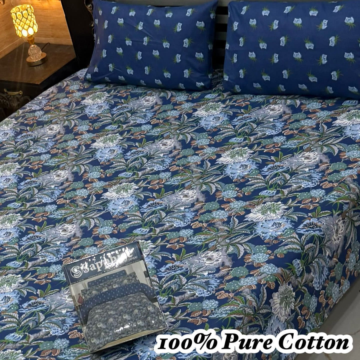 100% Pure Cotton Bedsheet 3 Piece Set AL # 146