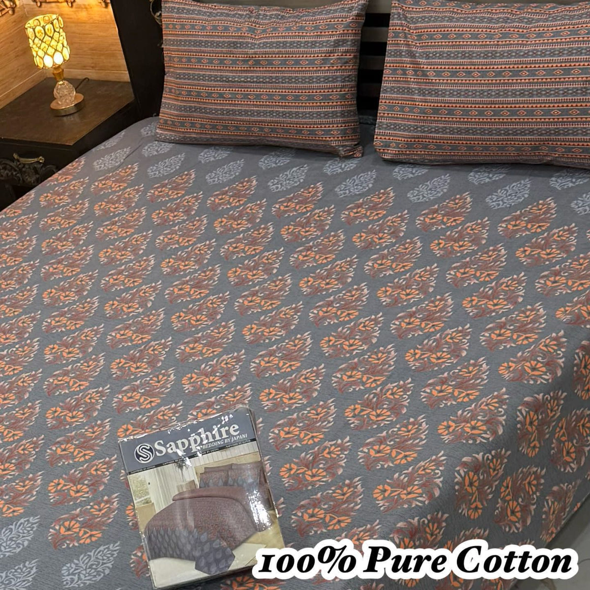 100% Pure Cotton Bedsheet 3 Piece Set AL # 147