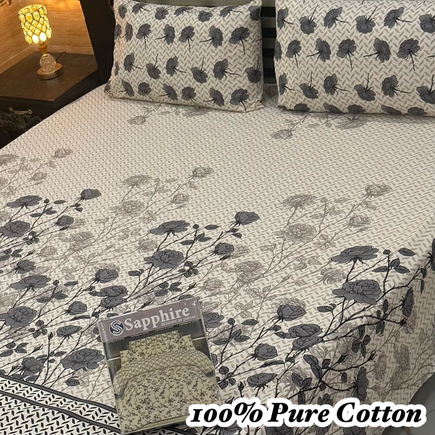 100% Pure Cotton Bedsheet 3 Piece Set AL # 148