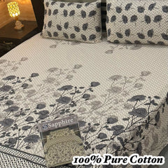100% Pure Cotton Bedsheet 3 Piece Set AL # 148