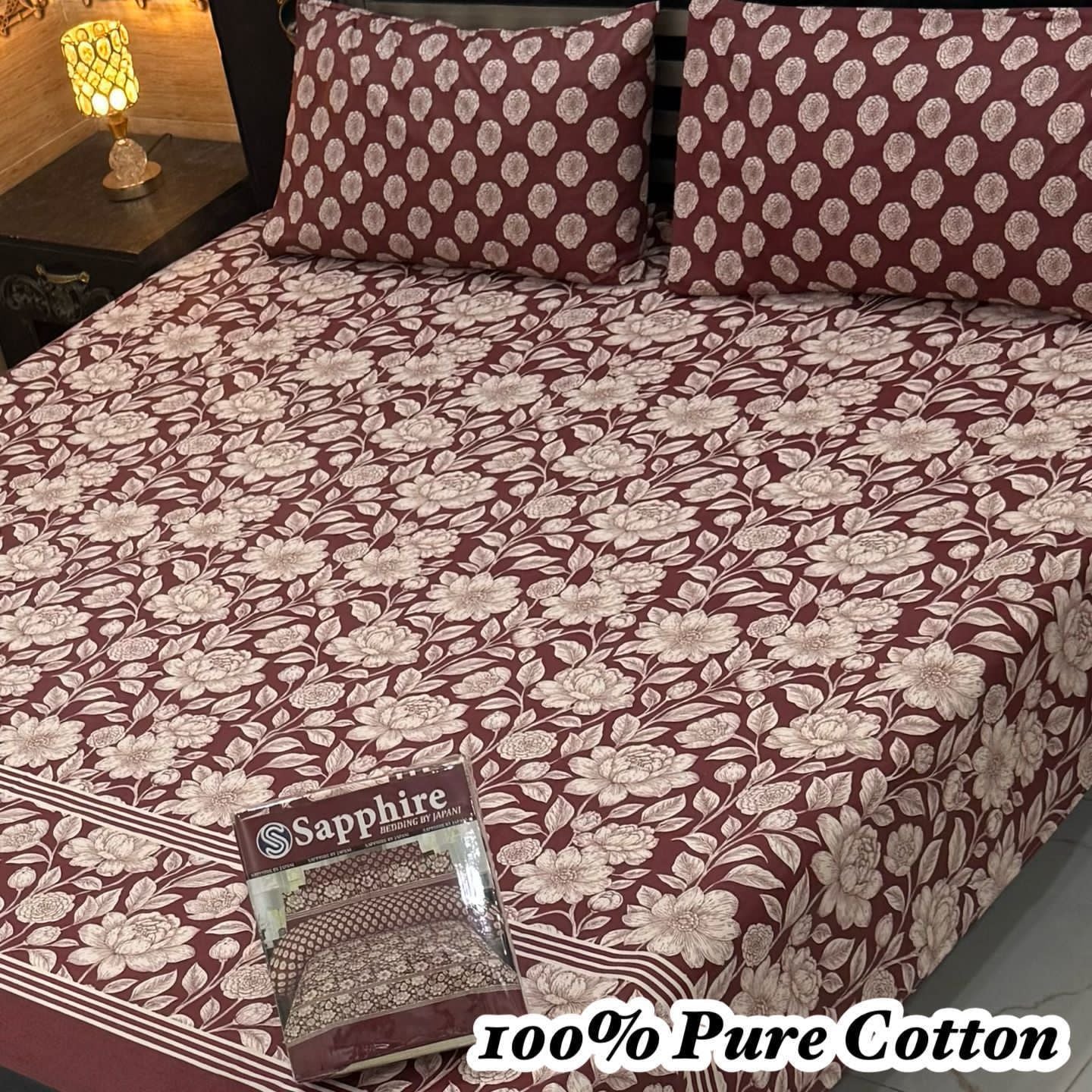 100% Pure Cotton Bedsheet 3 Piece Set AL # 150