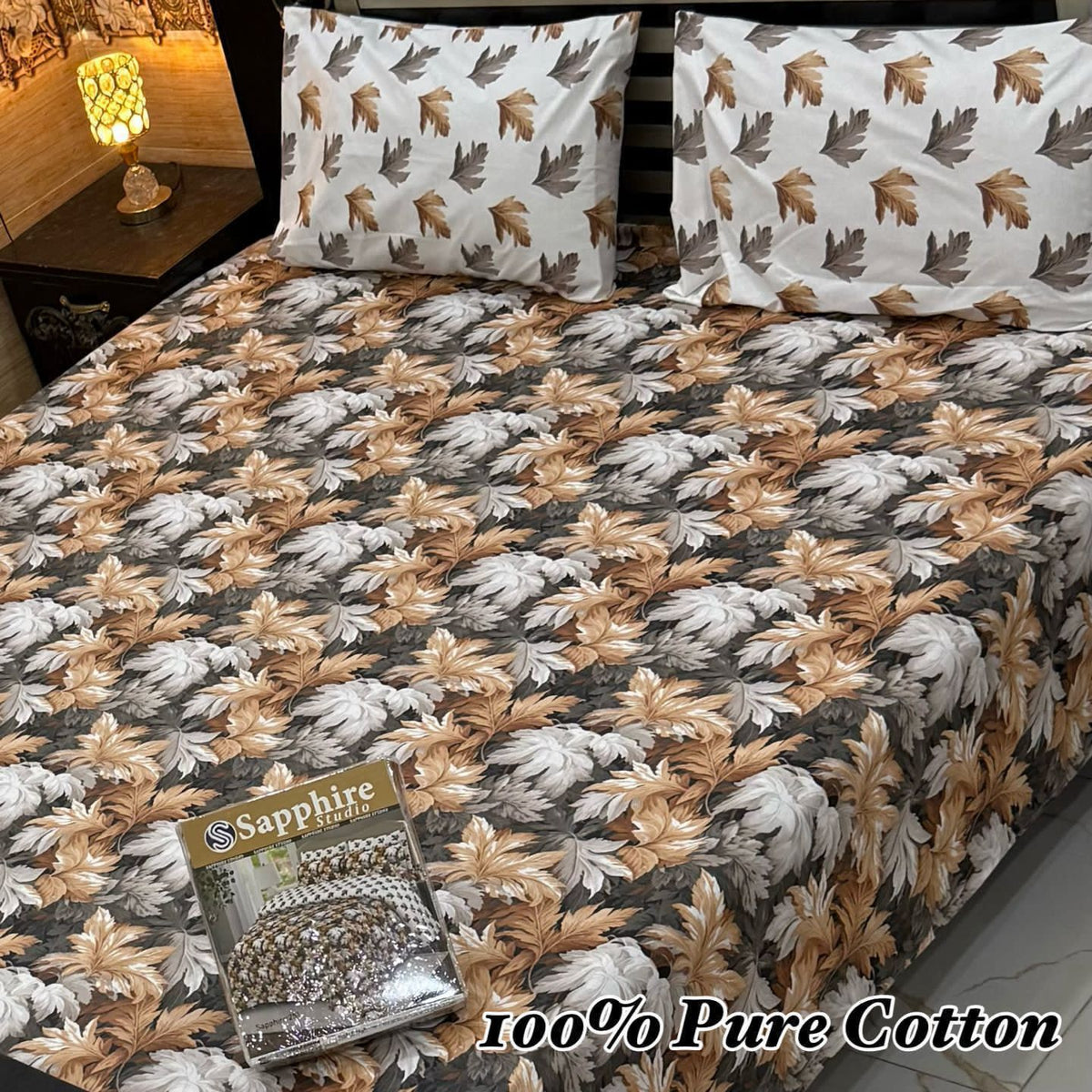 100% Pure Cotton Bedsheet 3 Piece Set AL # 152