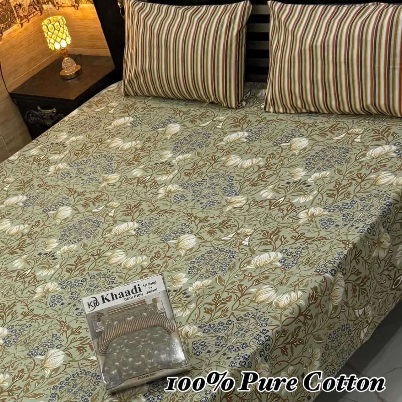 100% Pure Cotton Bedsheet 3 Piece Set AL # 106