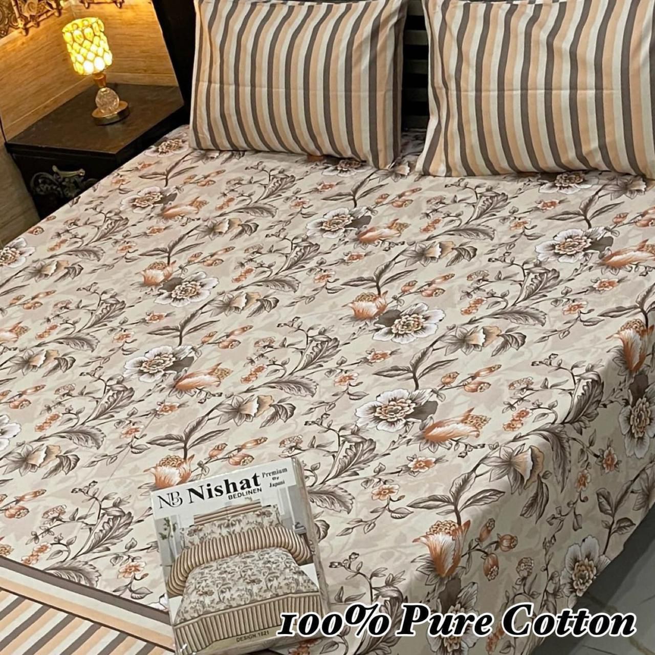 100% Pure Cotton Bedsheet 3 Piece Set AL # 108