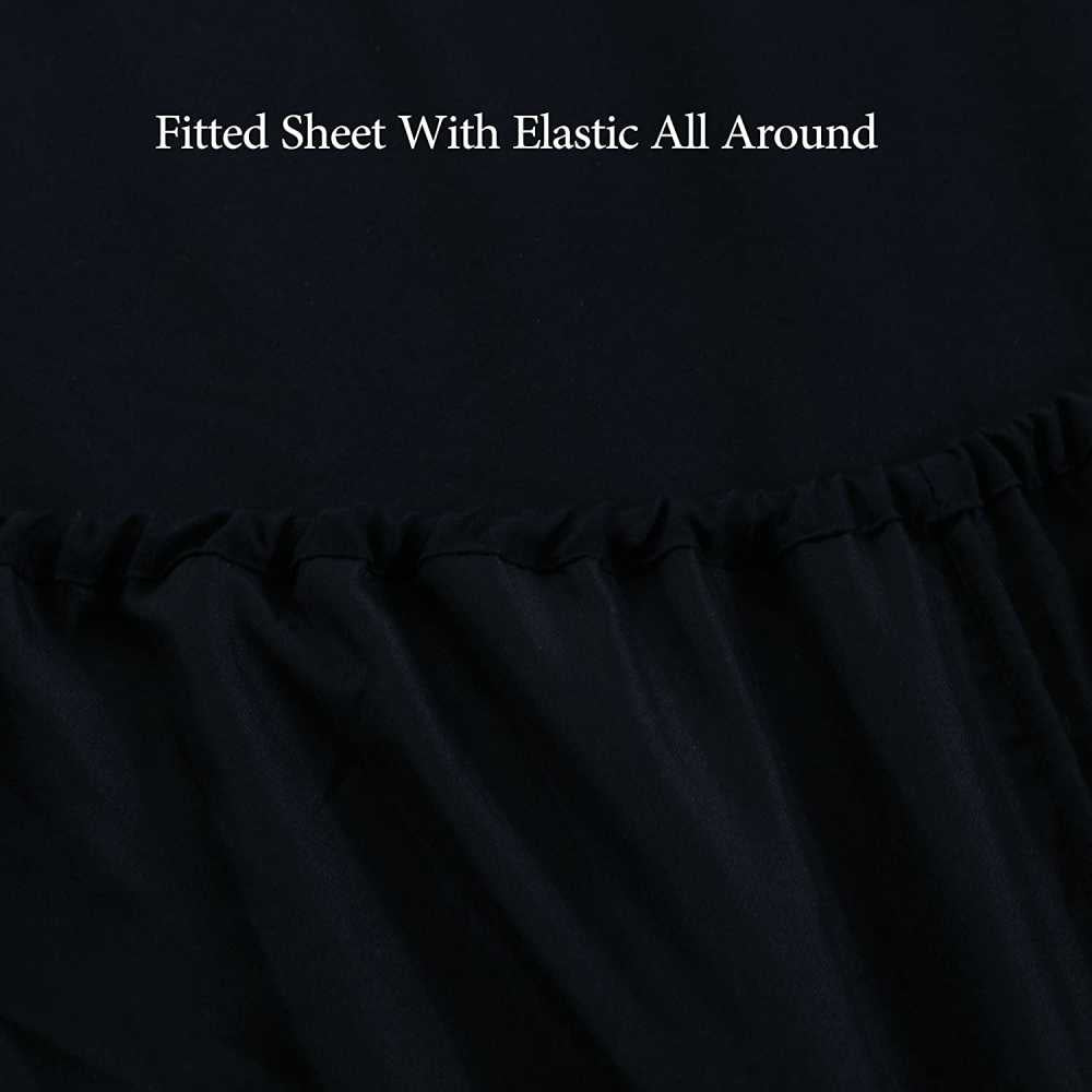 Rich Cotton Fitted Sheet with Pillow covers - Black