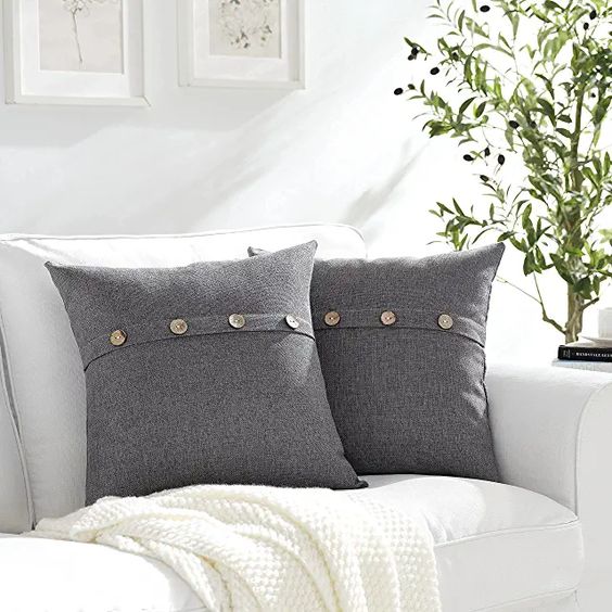 Pack of 2 Grey With Batons Jute Cushions - Aura living