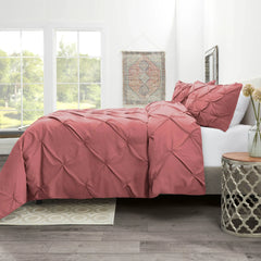 Luxury Cotton Satin Pintuck Duvet Cover Set - Mauve - Aura Living