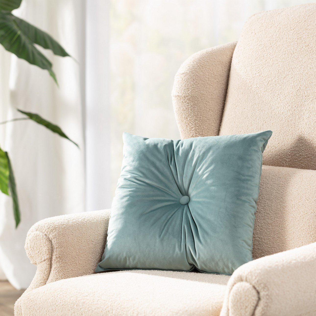 Square Velvet Cushion Covers With Button - Aura Living