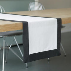 Cotton Table Runner- White With Black Bordered - Aura living