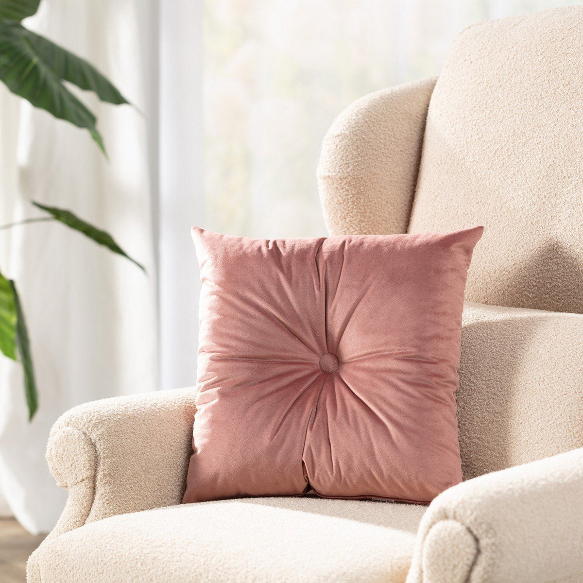 Square Velvet Cushion Covers With Button - Aura living