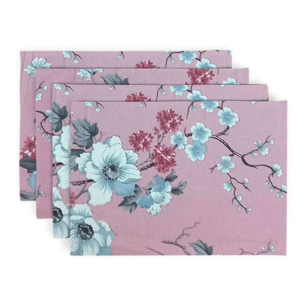 Printed CottonRe Revrsable Dinning Set - New Rose Garden Pink