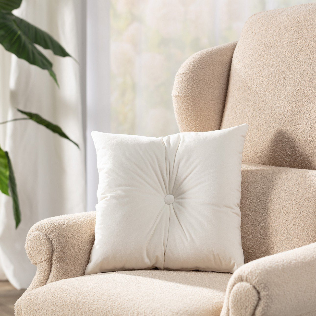 Square Velvet Cushion Covers With Button - Aura Living