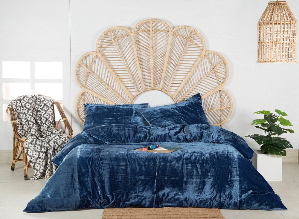 Luxury Velvet Duvet Cover Set - Medium Blue - Aura Living