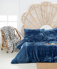 Luxury Velvet Duvet Cover Set - Medium Blue - Aura Living