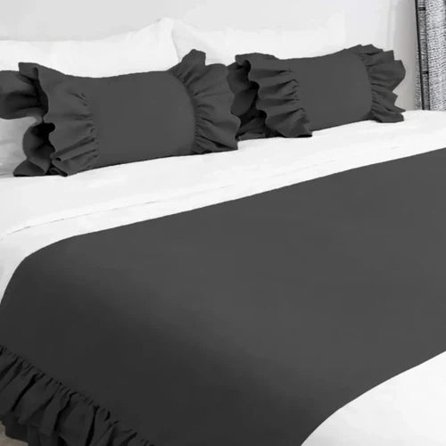Plain Dyed Ruffle Bed Runners