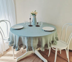 Cotton Decorative Round Tablecloth - With Frilled Bordered