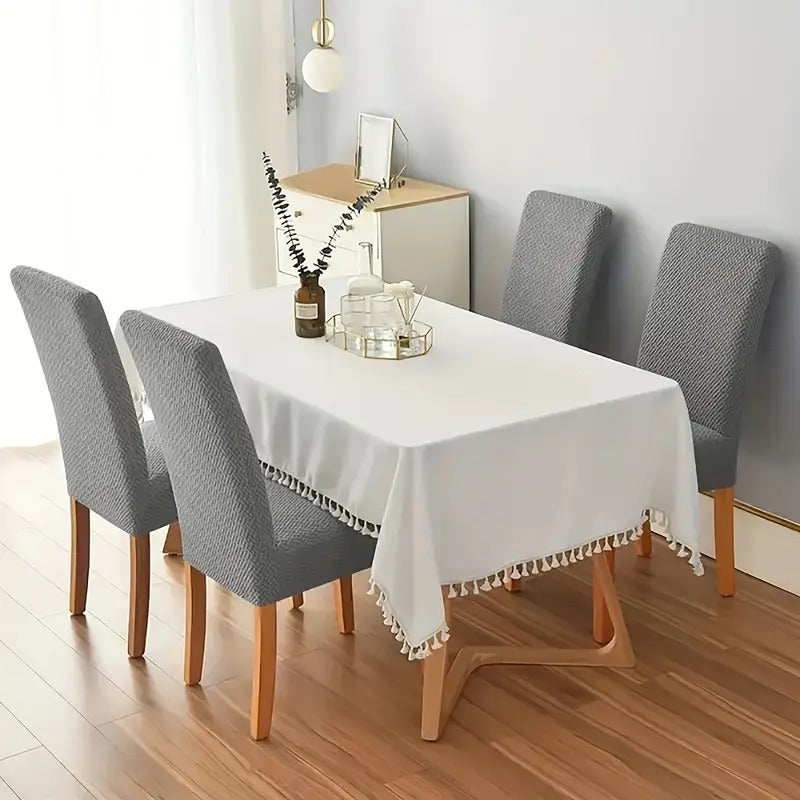 Thickend Velvet Strip Design Fitted Dinning Chair Covers Grey