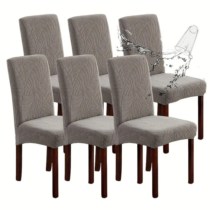 Soft Velvet Wave Design Fitted Dinning Chair Covers Light grey