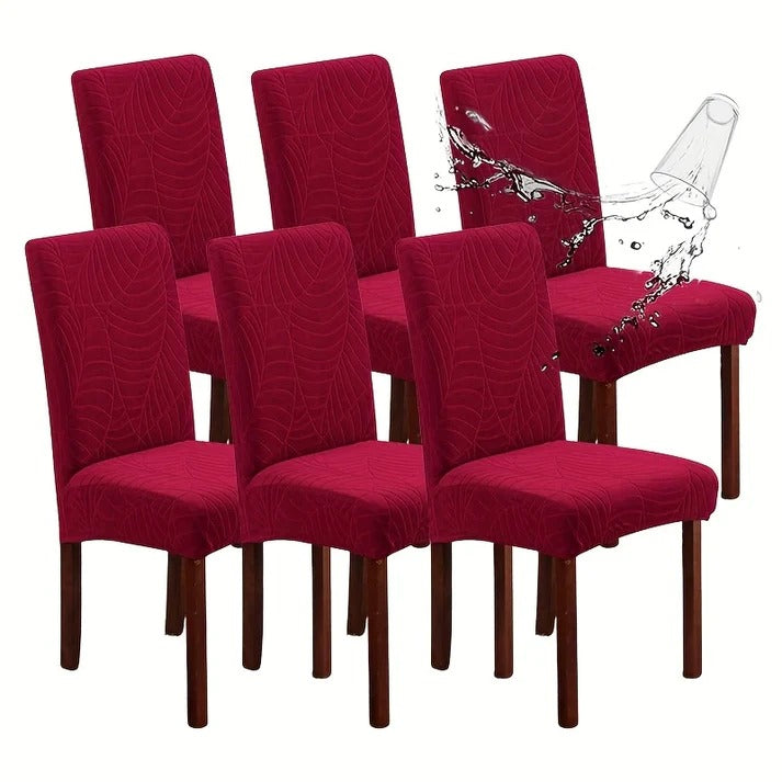 Soft Velvet Wave Design Fitted Dinning Chair Covers Red