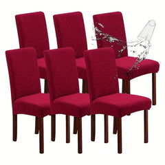 Soft Velvet Wave Design Fitted Dinning Chair Covers Red