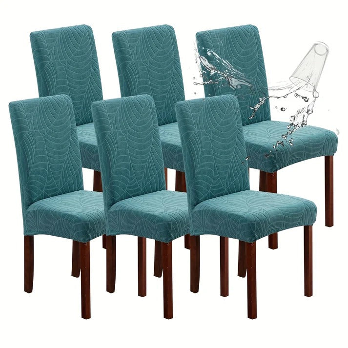 Soft Velvet Wave Design Fitted Dinning Chair Covers Zinc