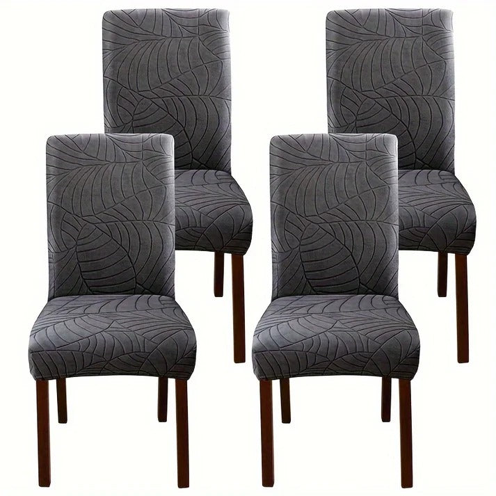 Soft Velvet Wave Design Fitted Dinning Chair Covers Grey