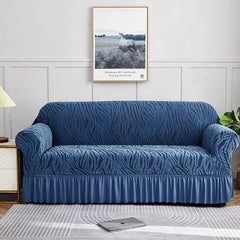 Zebra Velvet Sofa Cover Blue