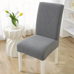 Thickend Velvet Strip Design Fitted Dinning Chair Covers Grey