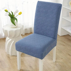 Thickend Velvet Strip Design Fitted Dinning Chair Covers Blue