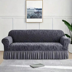 Zebra Velvet Sofa Cover Dark Grey