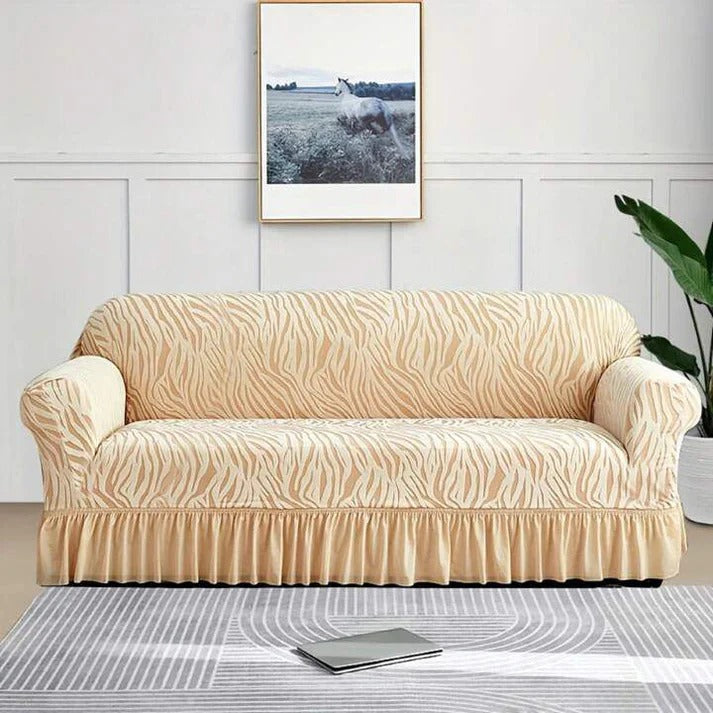 Zebra Velvet Sofa Cover Beige