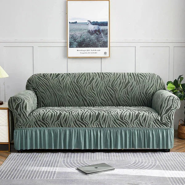 Zebra Velvet Sofa Cover Grey
