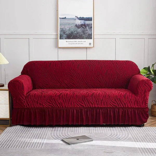 Zebra Velvet Sofa Cover Red