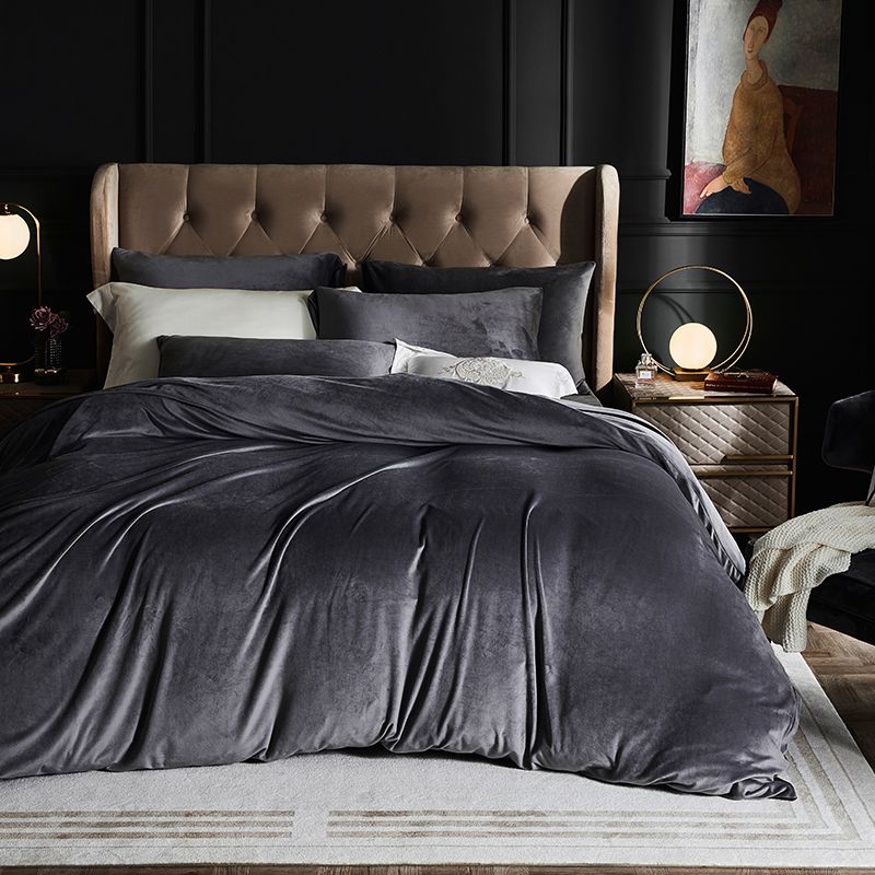 Luxury Velvet Duvet Cover Set - Charcoal Grey - Aura Living