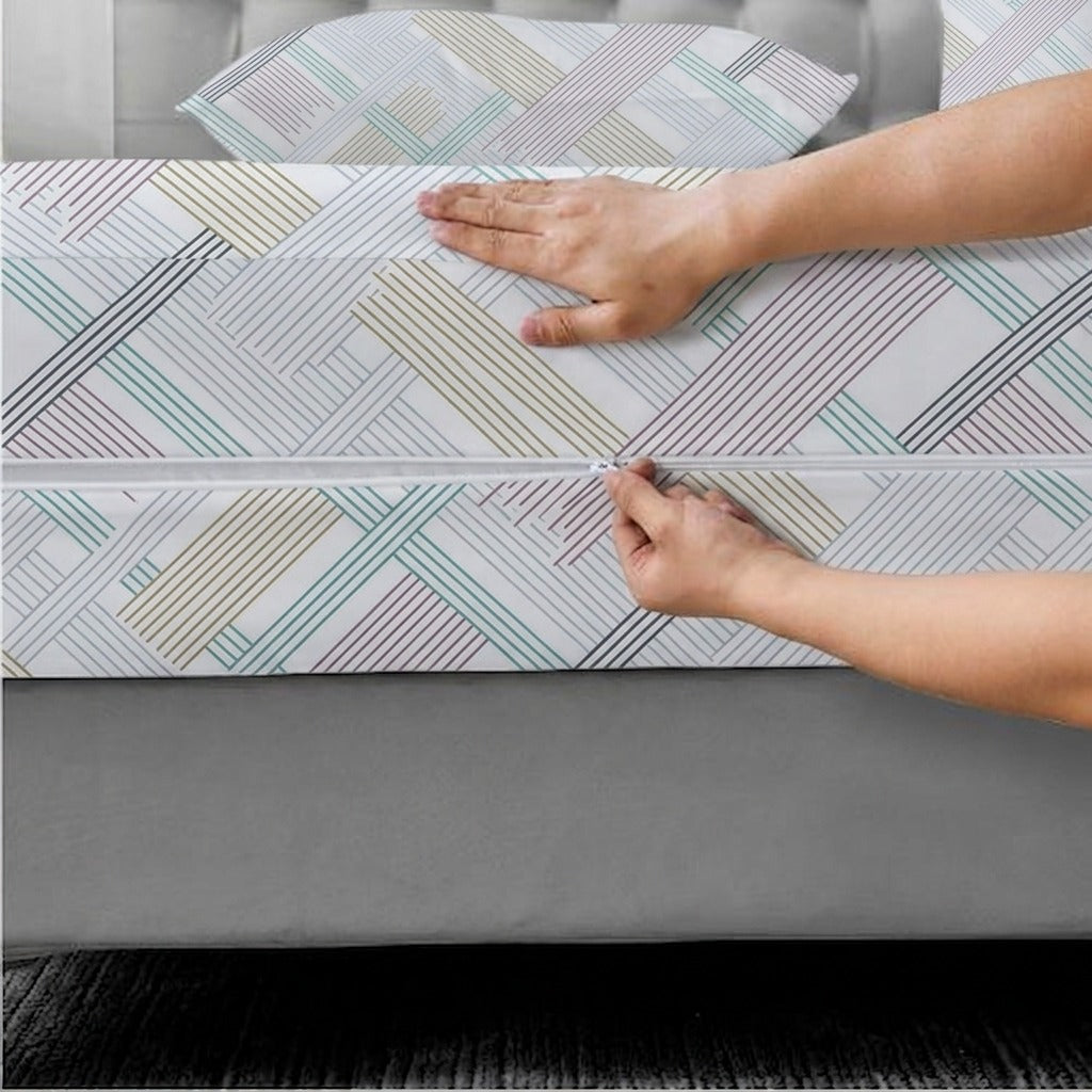 Printed Zipper Mattress Cover -
