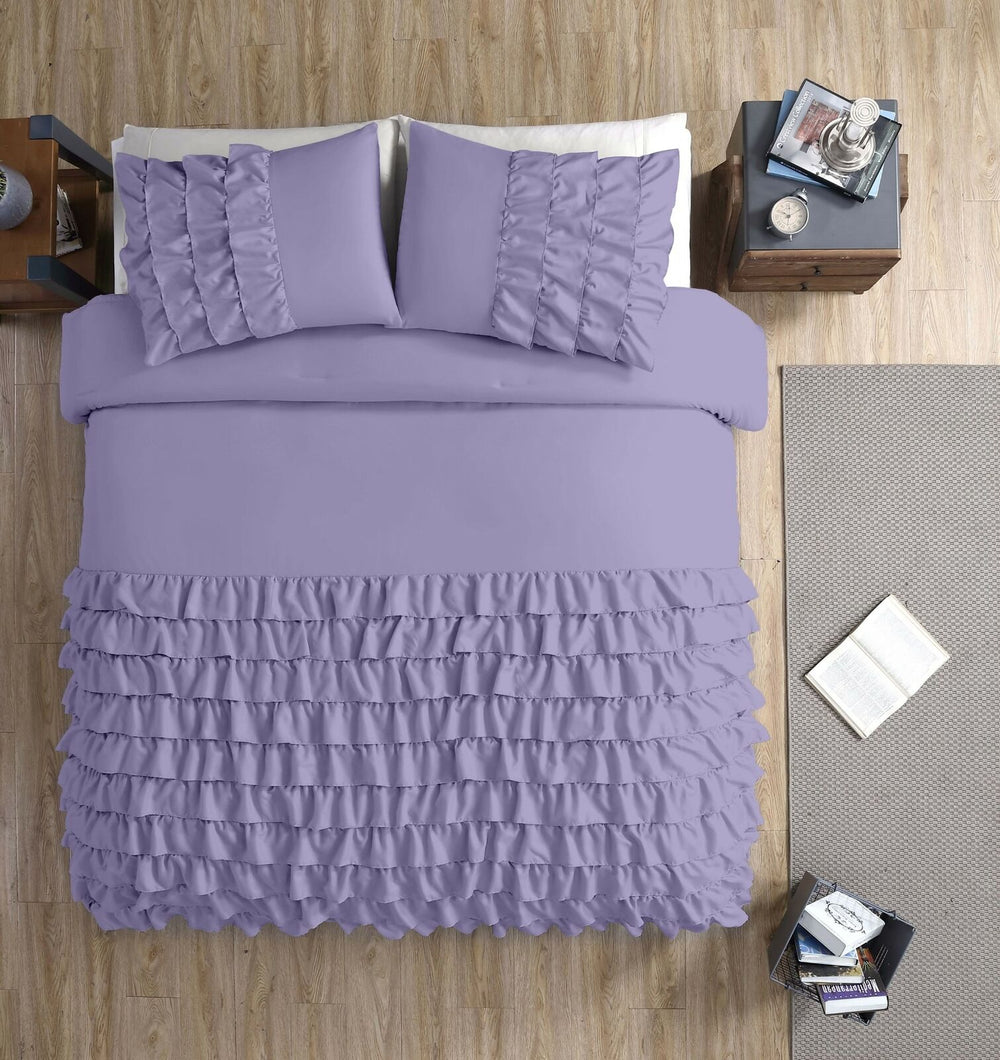 Luxury Cotton Frilled Duvet Set -Lilac - Aura Living