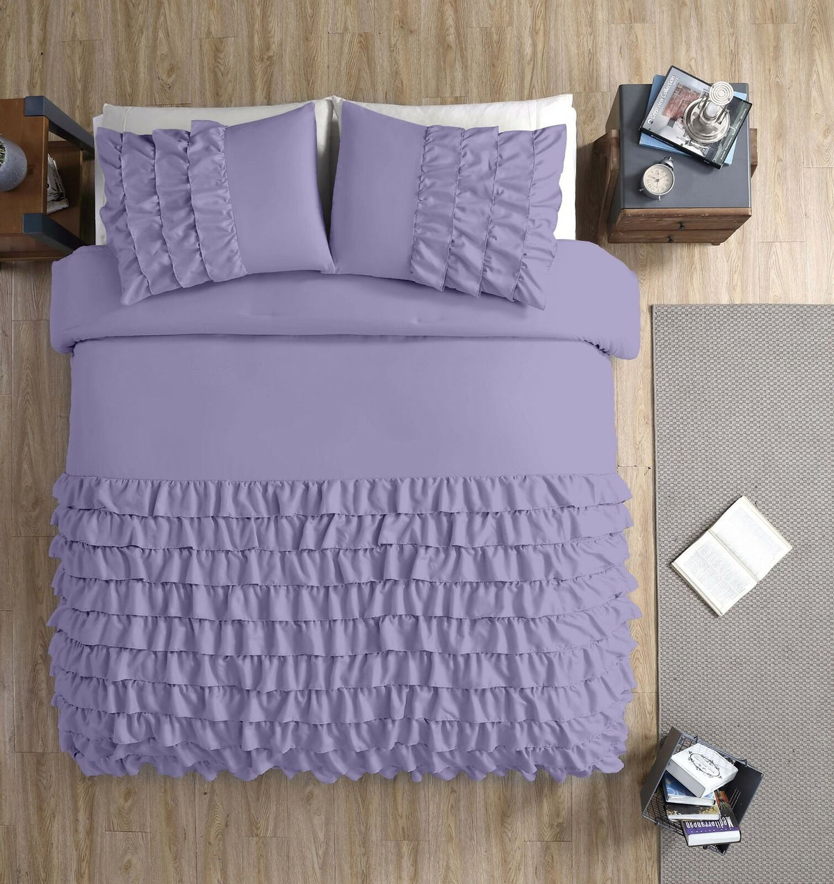 Luxury Cotton Frilled Duvet Set -Lilac - Aura living