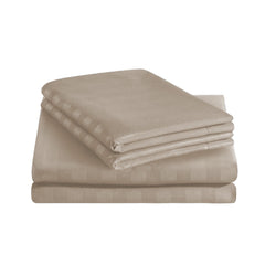 Luxury100% Egyptian Cotton Satin Stripe Duvet Cover Sets Beige - Aura Living