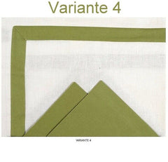 7 Pcs Cotton Table Runner Set- With Color Strip Bordered - Aura Living