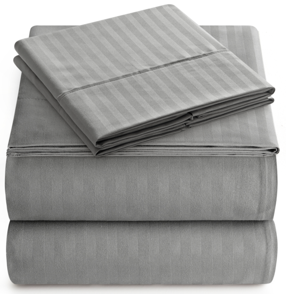 Luxury Strip Satin Bed sheet Set - Grey - Aura Living