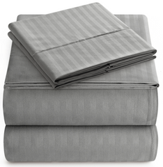 Luxury Strip Satin Bed sheet Set - Grey - Aura Living