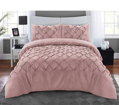 Luxury Satin Pintuck Duvet Cover Set - Rose Pink - Aura Living