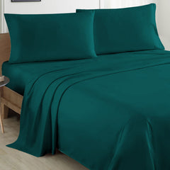 Plain Cotton Bed sheet Set - Teal Green - Aura Living