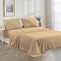 Plain Cotton Bed sheet Set - Taupe - Aura Living